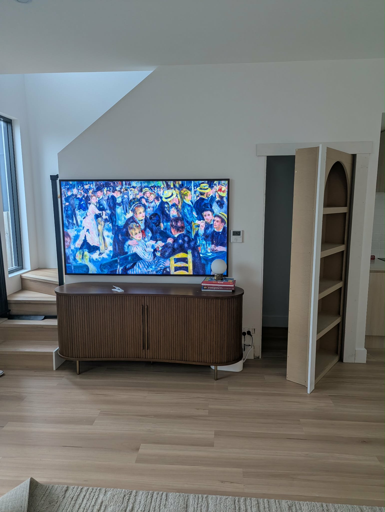 Murphy door arched bookcase open